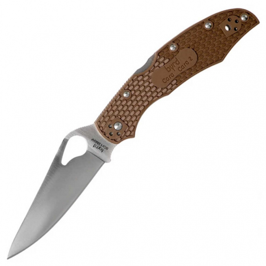 Нож складной Spyderco Byrd Cara Cara 2 BY03PBN2, 95 мм, коричневый фото 1