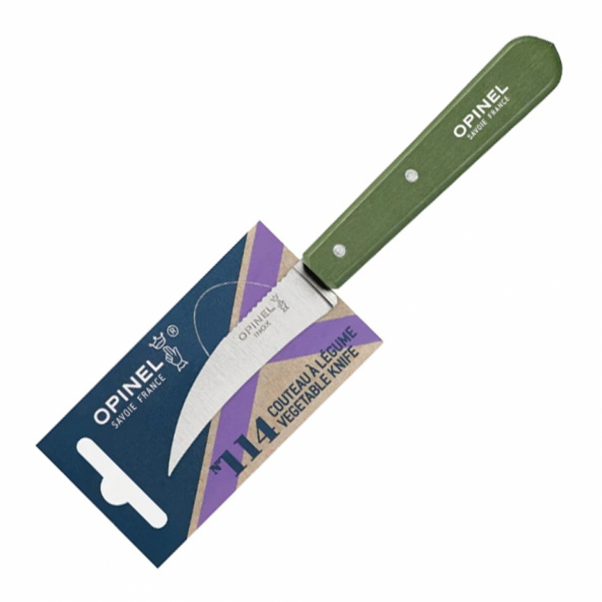 Нож кухонный овощной Opinel 114 Tradition Inox 003130, 70 мм, зеленый фото 3