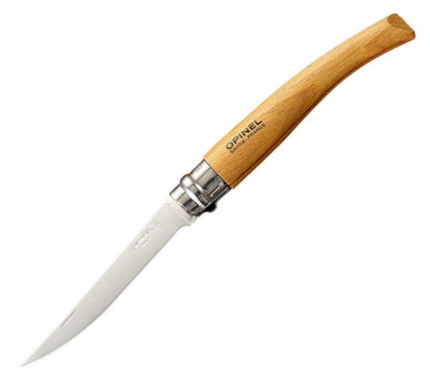 Нож складной филейный Opinel 10 Slim Inox 000517, 100 мм, бук фото 1