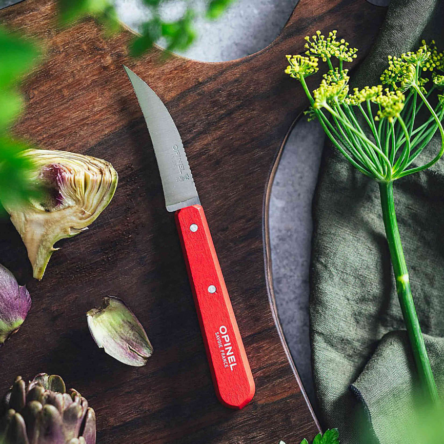 Нож кухонный овощной Opinel 114 Tradition Inox 003127, 70 мм, красный фото 2