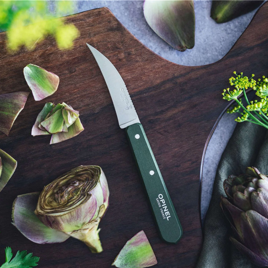 Нож кухонный овощной Opinel 114 Tradition Inox 003130, 70 мм, зеленый фото 2