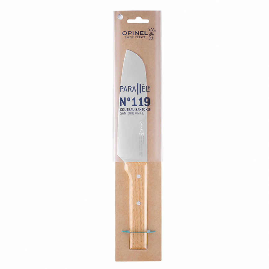 Нож кухонный сантоку Opinel 119 Tradition Inox 001819, 170 мм, бук фото 2