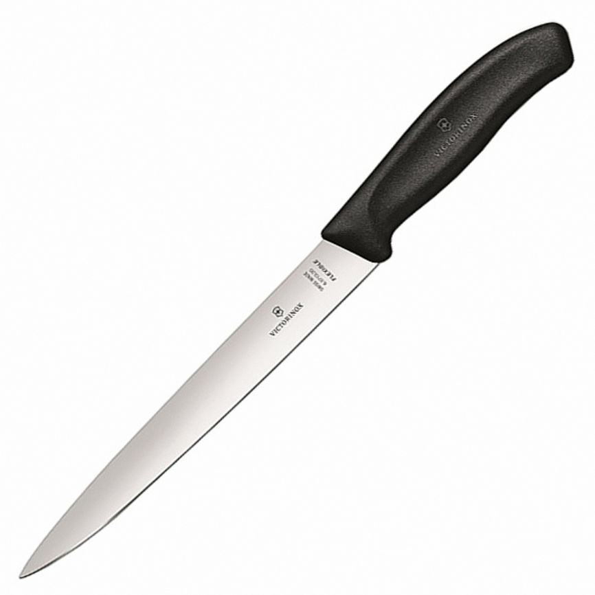 Нож кухонный филейный Victorinox 6.8713.20B, 200 мм,  черный фото 1